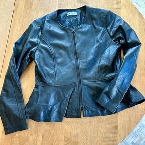 Leather peplum jacket-NWOT